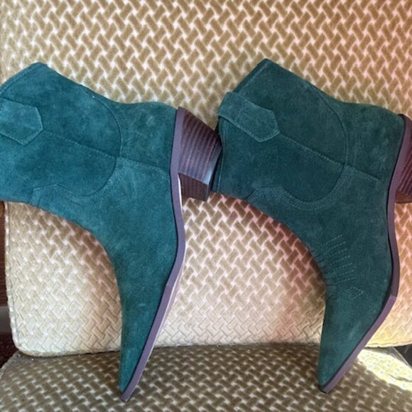 Intentionally Blank Kari Forest Suede Stitch Cushion Western Pull On Ankle Boots - Picture 13 of 16